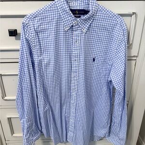 Polo by Ralph Lauren Men's White and Blue Plaid Shirt
